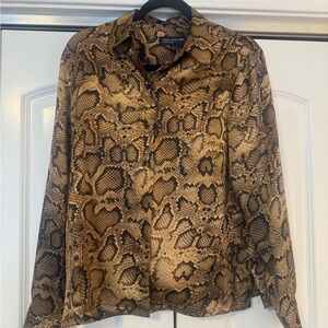 Jones New York Tan and Black Snake Print Shirt